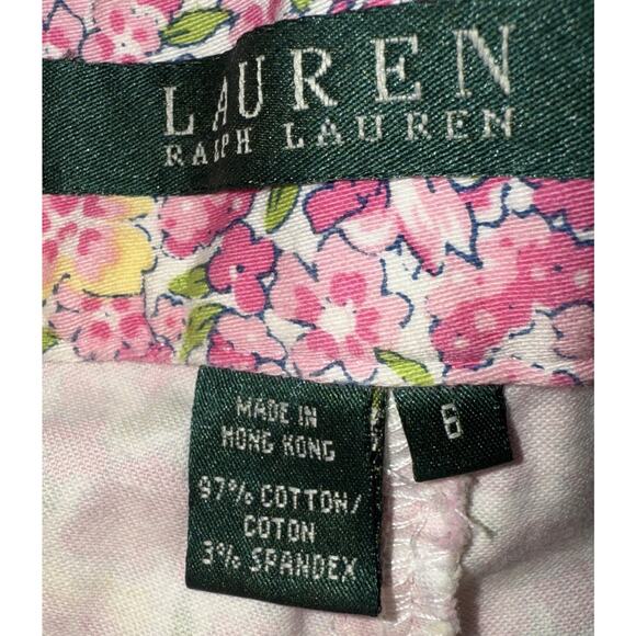 Ralph Lauren Pink Floral High Waisted Stretch Straight‎ Leg Pants Sz. 6 - Picture 8 of 13